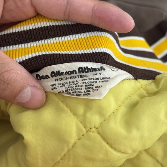 Vintage Don Alleson Blank Brown Yellow Bomber Jacket 80s - Picture 4 of 12